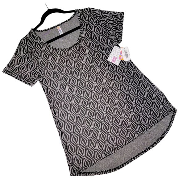 LuLaRoe Jacquard Classic T Medium NEW Black Grey Women's Short Sleeve Tee Top - Picture 1 of 8